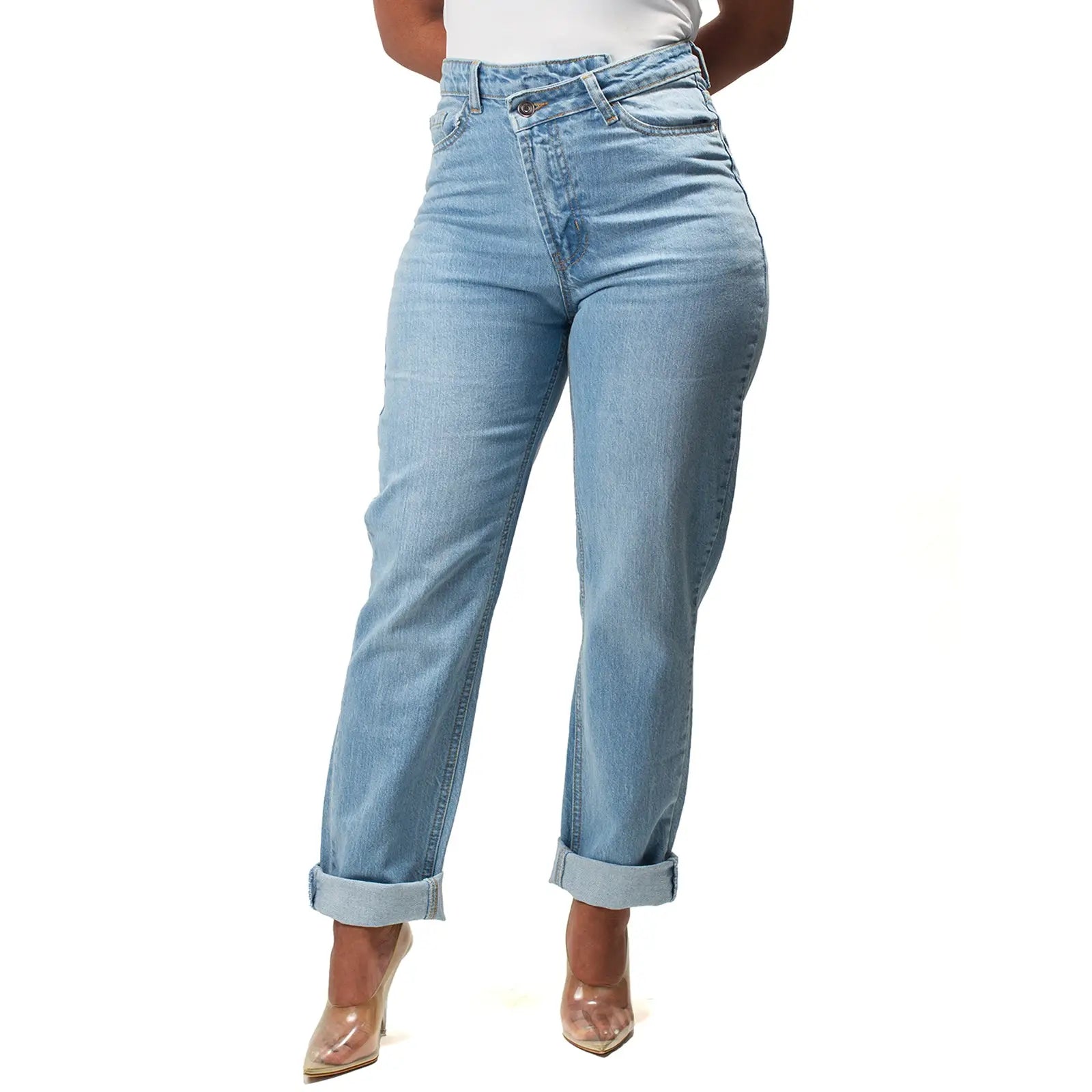 Cross Over Waist Jean - Fly VSJ, Women's Clothing and Fashion Accessories