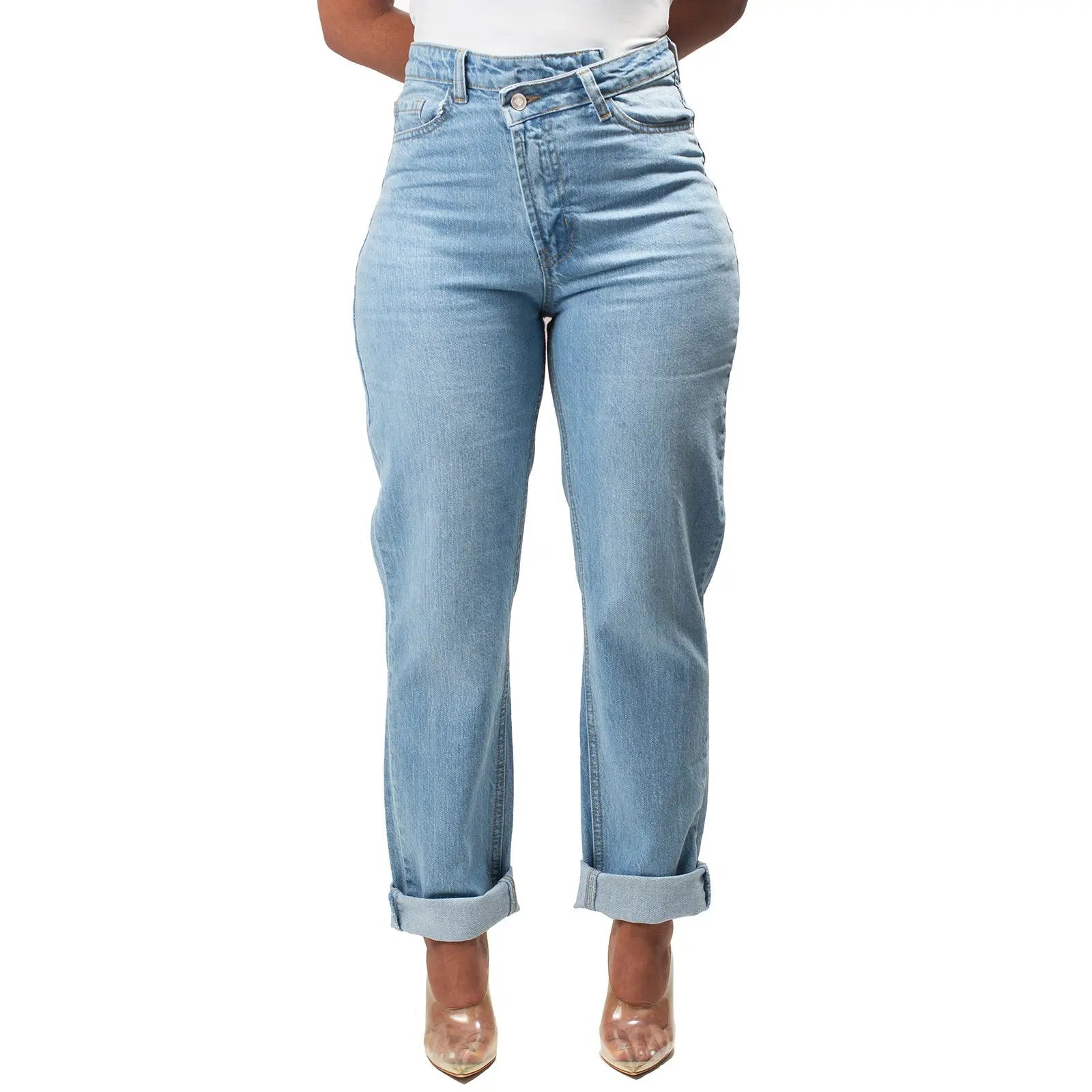 Cross Over Waist Jean - Fly VSJ, Women's Clothing and Fashion Accessories