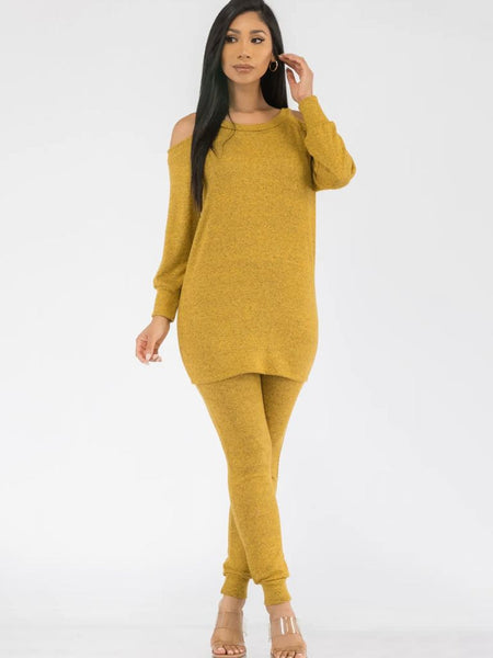 Women's Piece Jogger Set Curvy Cold Shoulder Jogger Set
