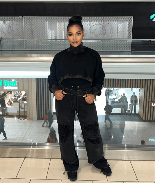 Denim Contrast Sweatpants - Fly VSJ, Women's Clothing and Fashion Accessories
