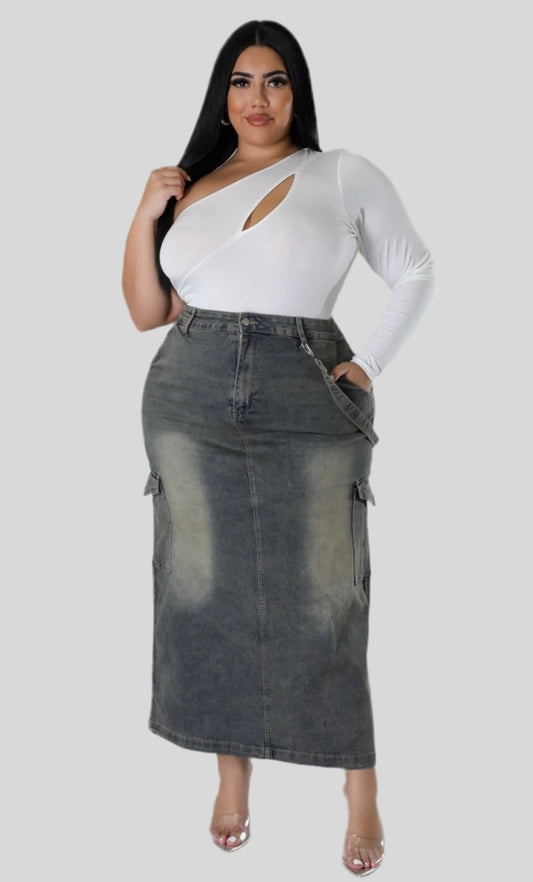 Denim Plus Size Skirt - Fly VSJ, Women's Clothing and Fashion Accessories