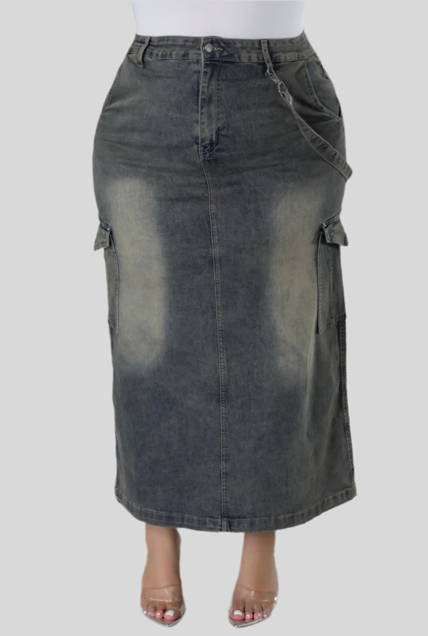 Denim Plus Size Skirt - Fly VSJ, Women's Clothing and Fashion Accessories