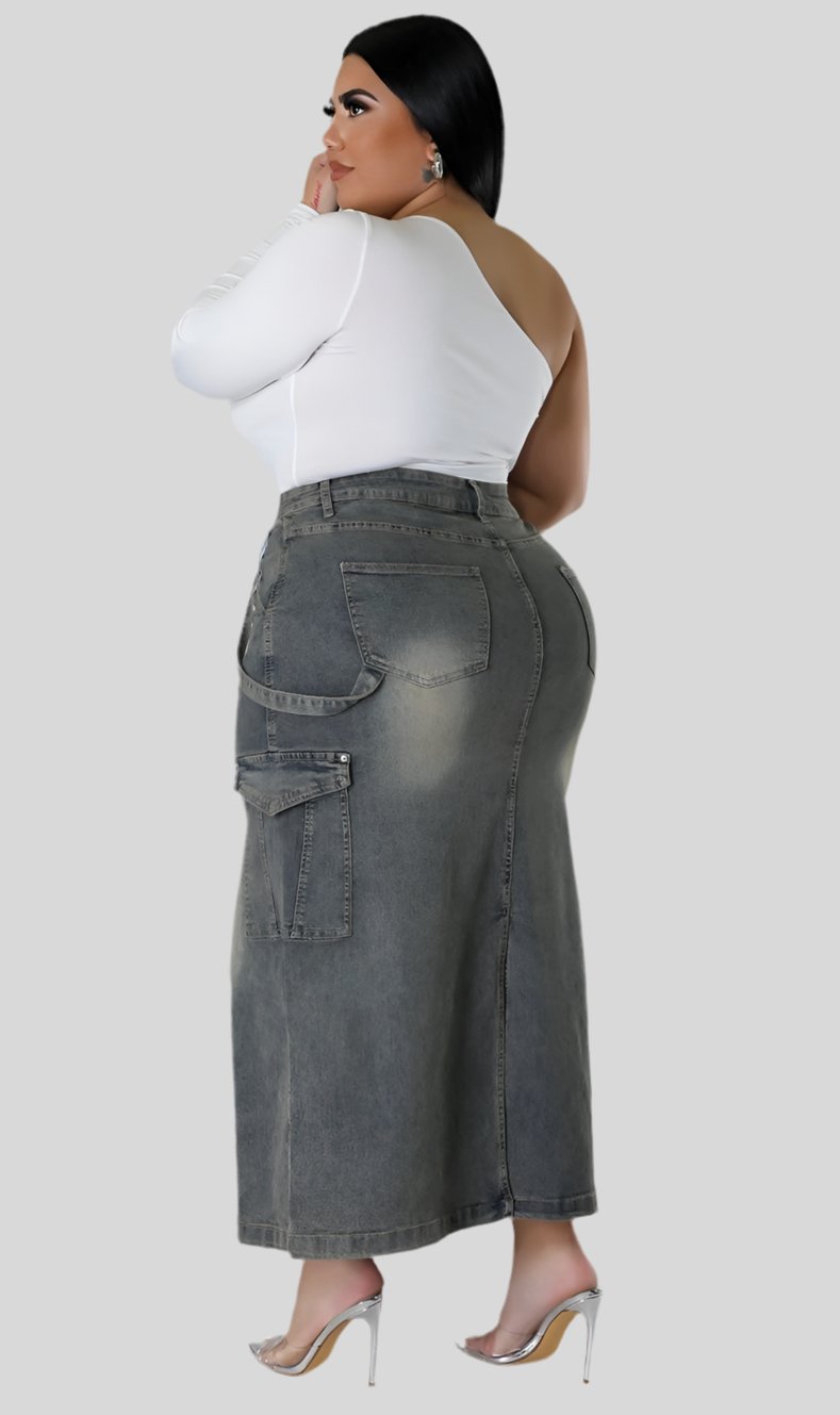 Denim Plus Size Skirt - Fly VSJ, Women's Clothing and Fashion Accessories