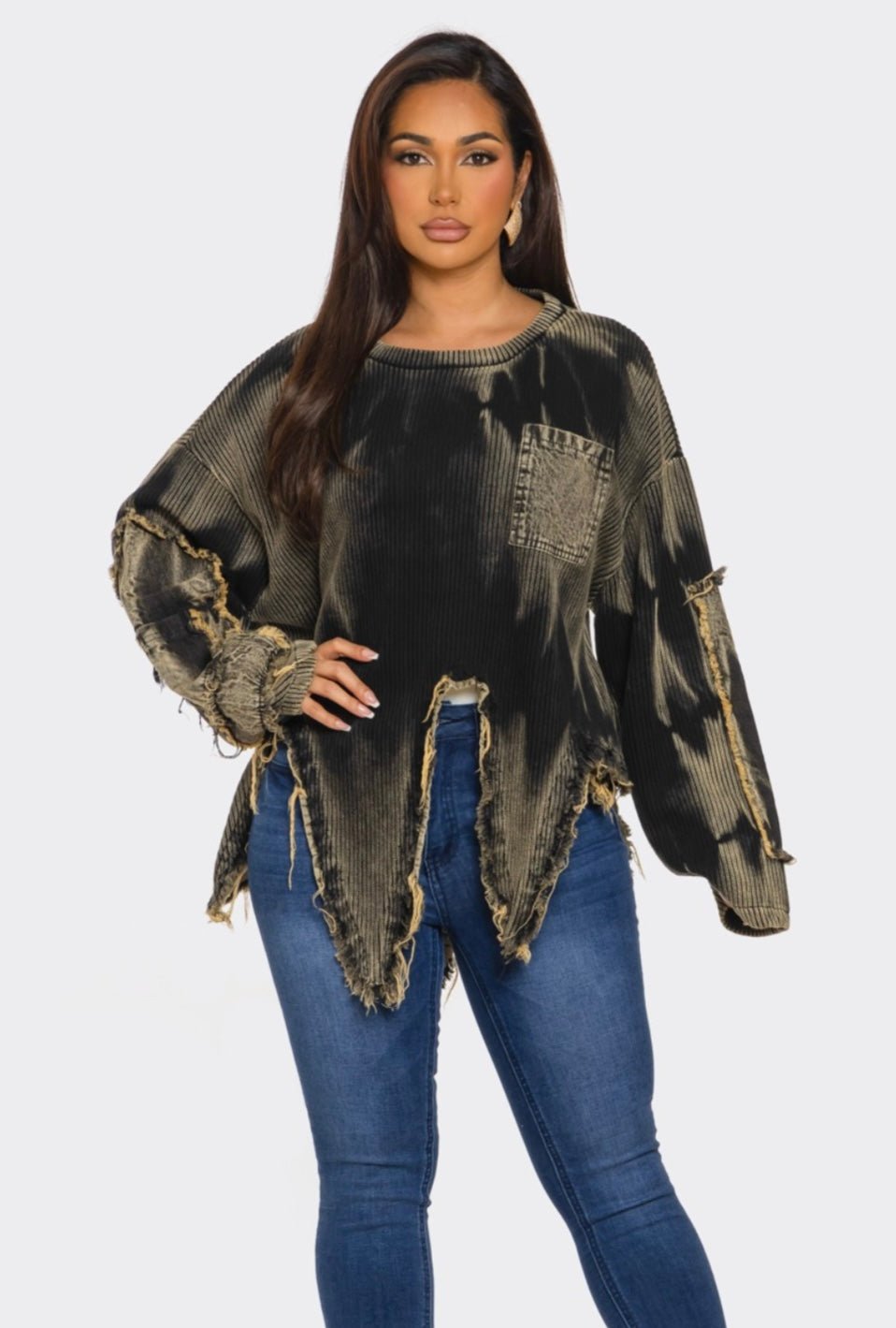 Distressed Asymmetric Top - Fly VSJ, Women's Clothing and Fashion Accessories