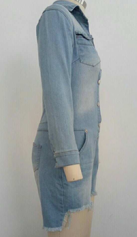 Distressed Denim Romper - Fly VSJ, Women's Clothing and Fashion Accessories