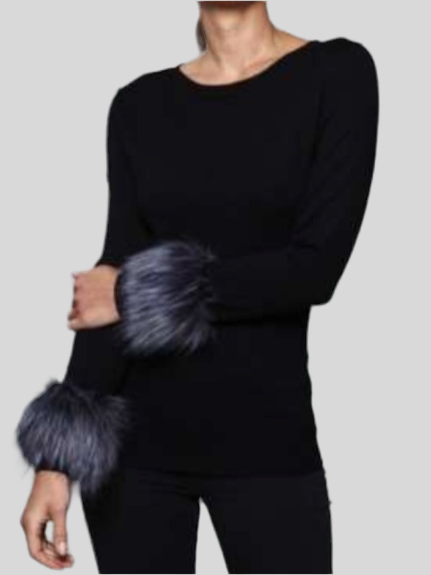 Faux Fur Cuff Sweater - Fly VSJ, Women's Clothing and Fashion Accessories