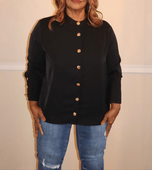 Mara Gold Button Blouse (Final Sale) - Fly VSJ, Women's Clothing and Fashion Accessories