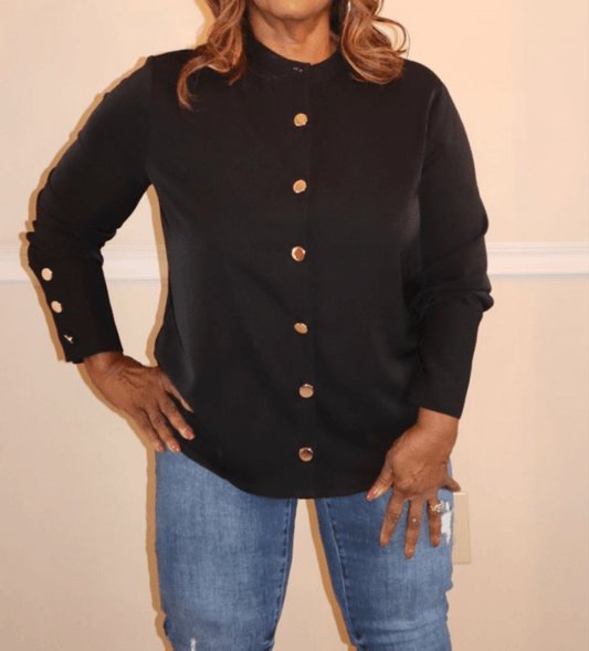 Mara Gold Button Blouse (Final Sale) - Fly VSJ, Women's Clothing and Fashion Accessories