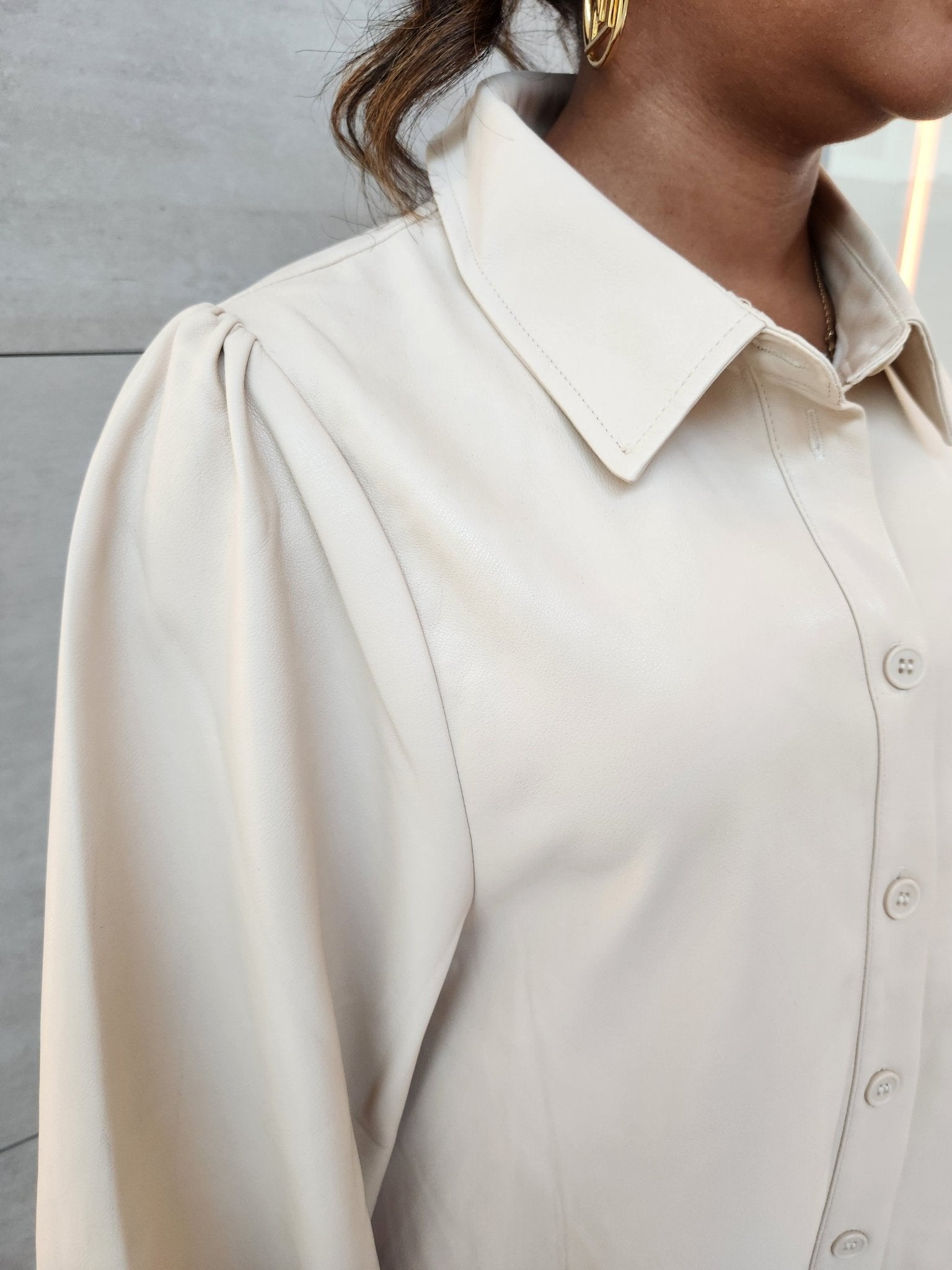 white vegan leather dress Double Sleeve Vegan Leather Dress
