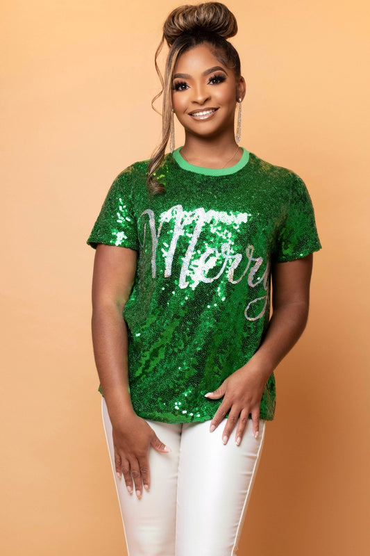 Merry Sequin Christmas Top - Fly VSJ, Women's Clothing and Fashion Accessories