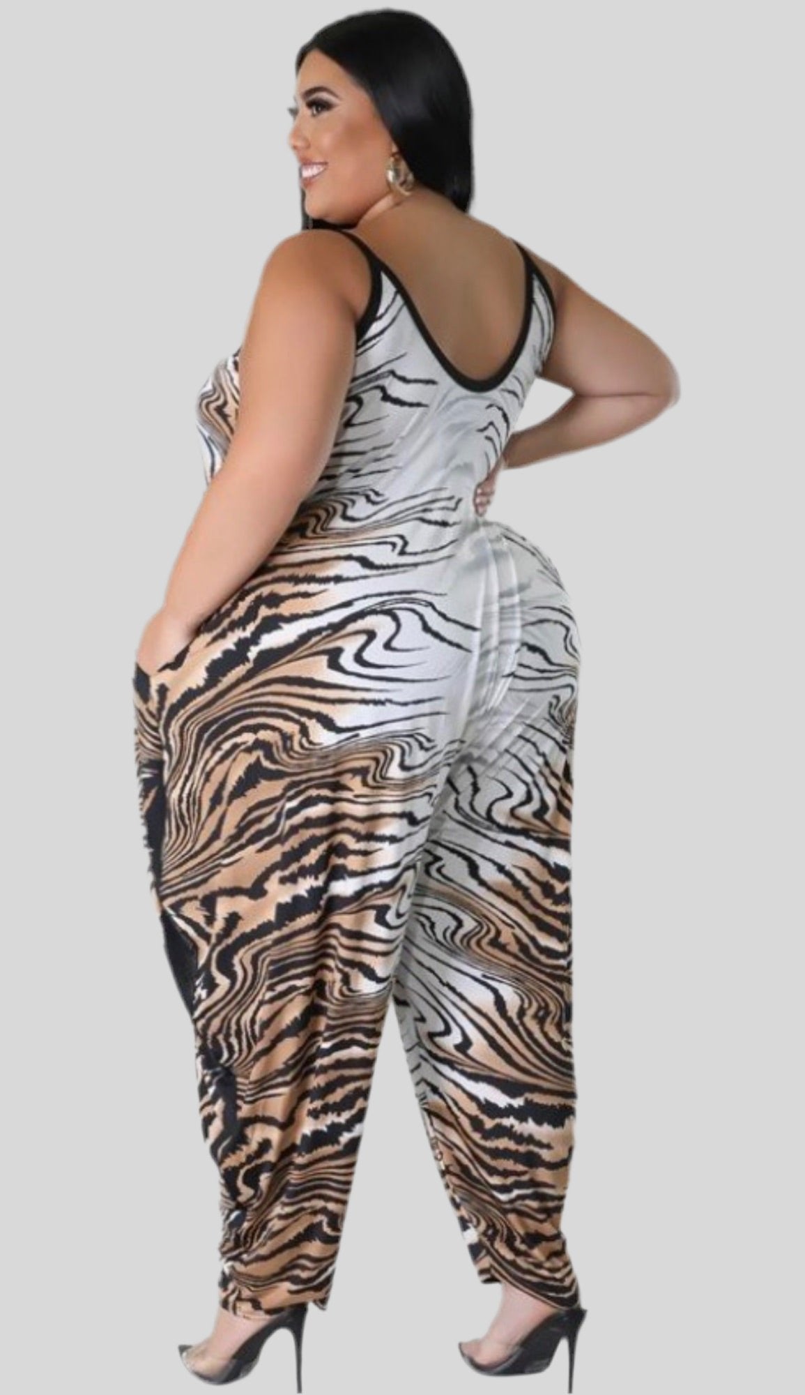 Multi Print Plus Jumpsuit - Fly VSJ, Women's Clothing and Fashion Accessories