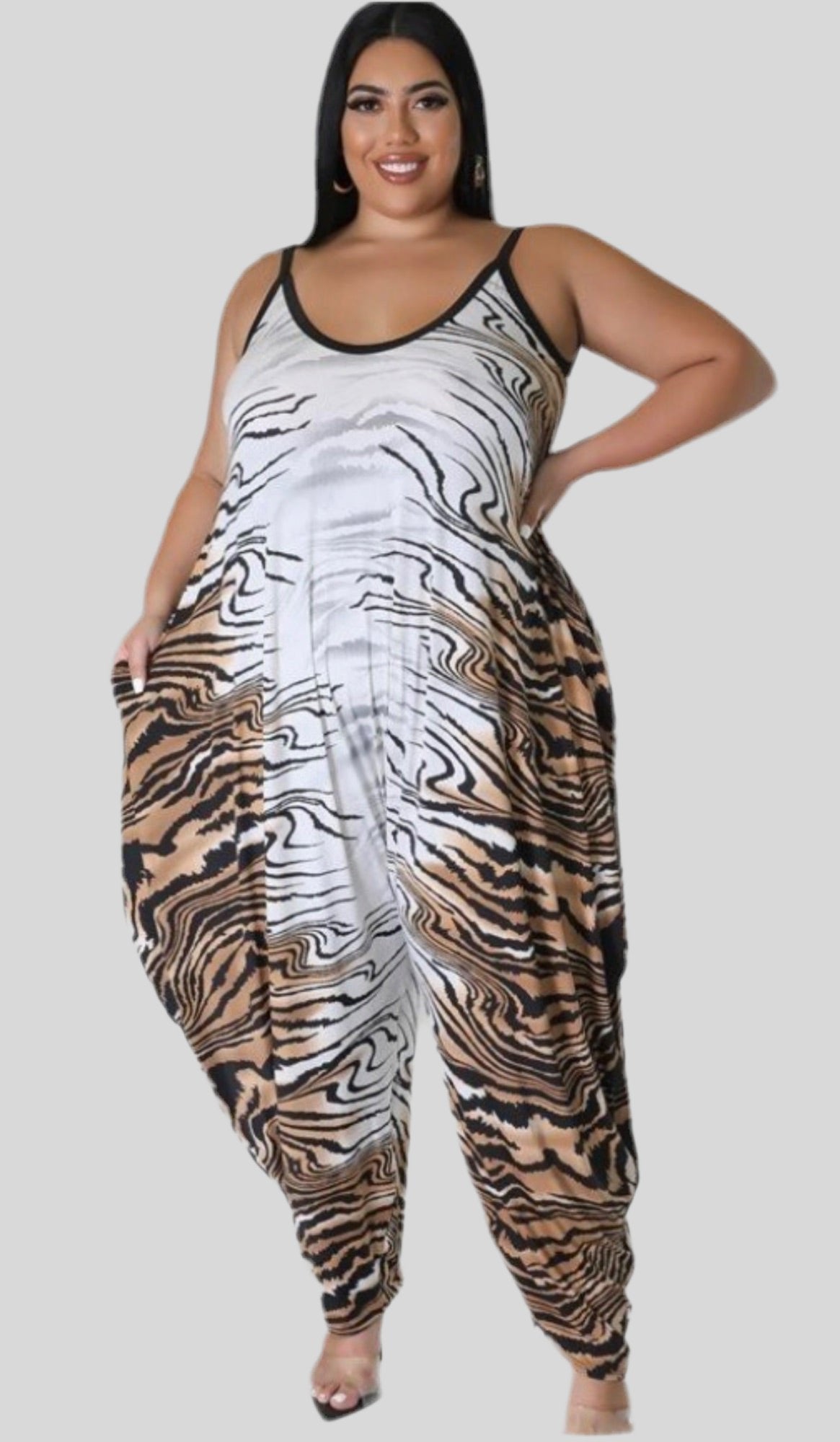 Multi Print Plus Jumpsuit - Fly VSJ, Women's Clothing and Fashion Accessories