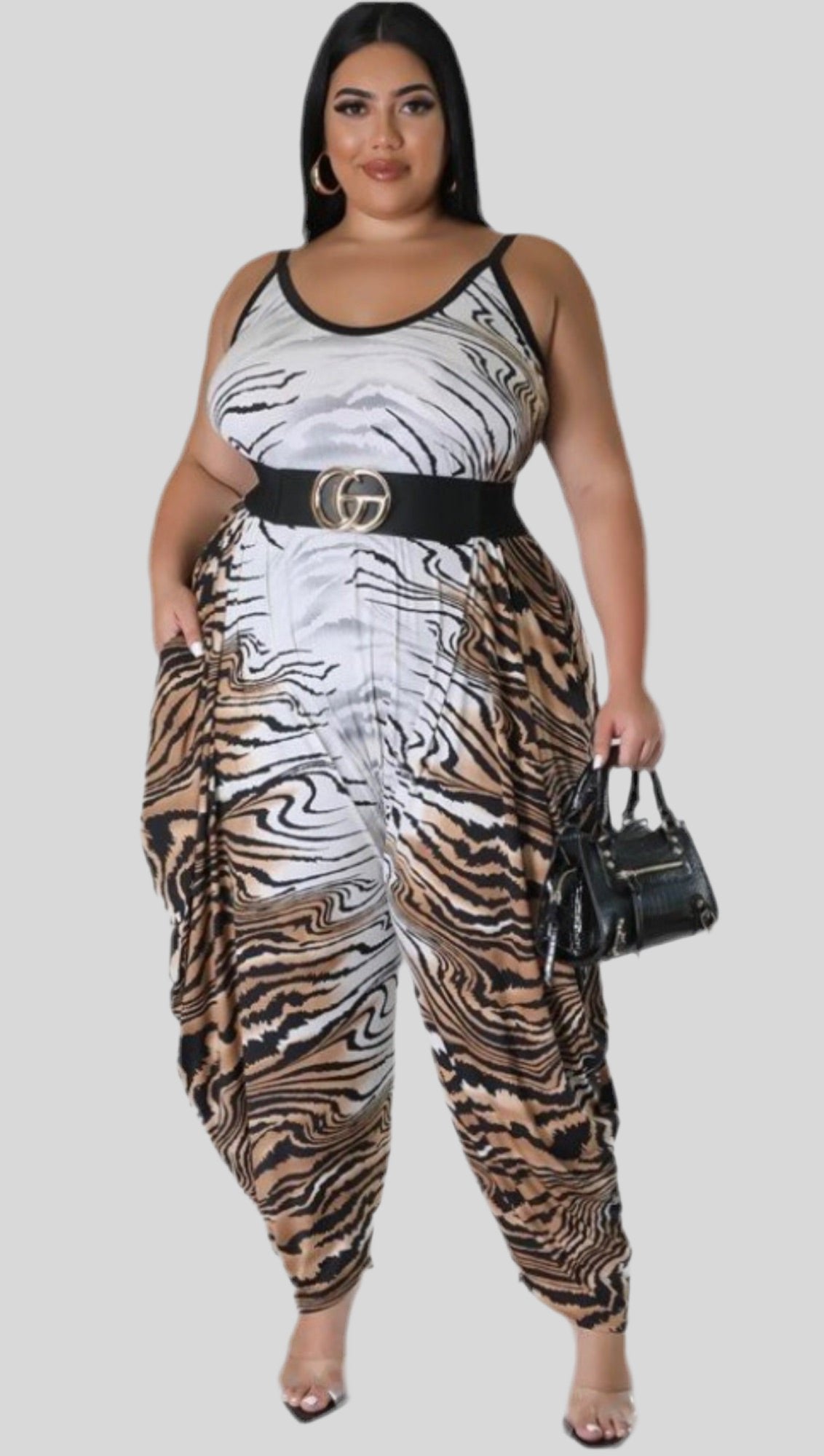 Multi Print Plus Jumpsuit - Fly VSJ, Women's Clothing and Fashion Accessories