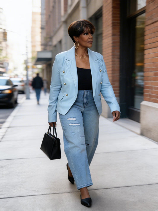 Nicolle Vegan Leather Blazer - Fly VSJ, Women's Clothing and Fashion Accessories