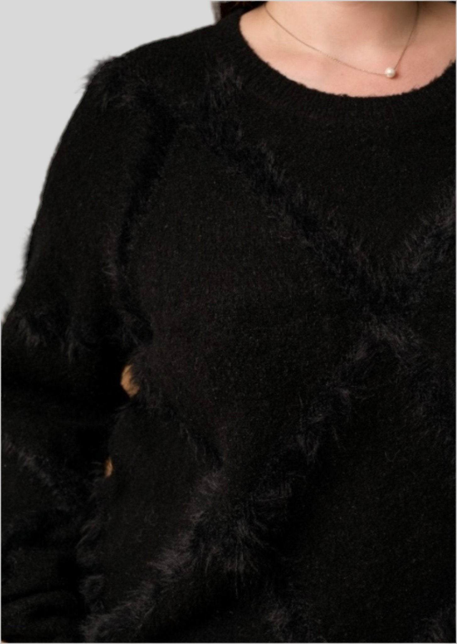 Plus Fuzzy Detail Sweater - Fly VSJ, Women's Clothing and Fashion Accessories