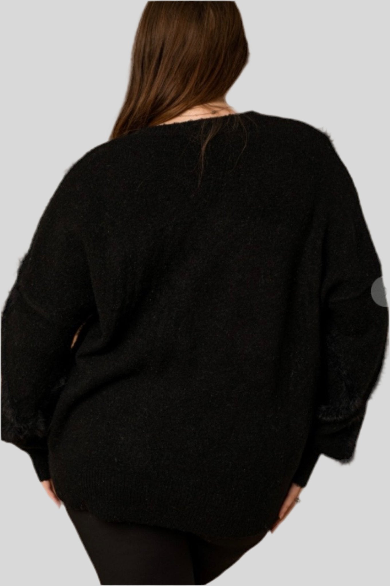 Plus Fuzzy Detail Sweater - Fly VSJ, Women's Clothing and Fashion Accessories