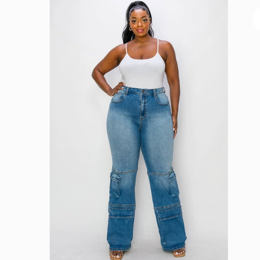 Plus Size Cargo Jeans - Fly VSJ, Women's Clothing and Fashion Accessories