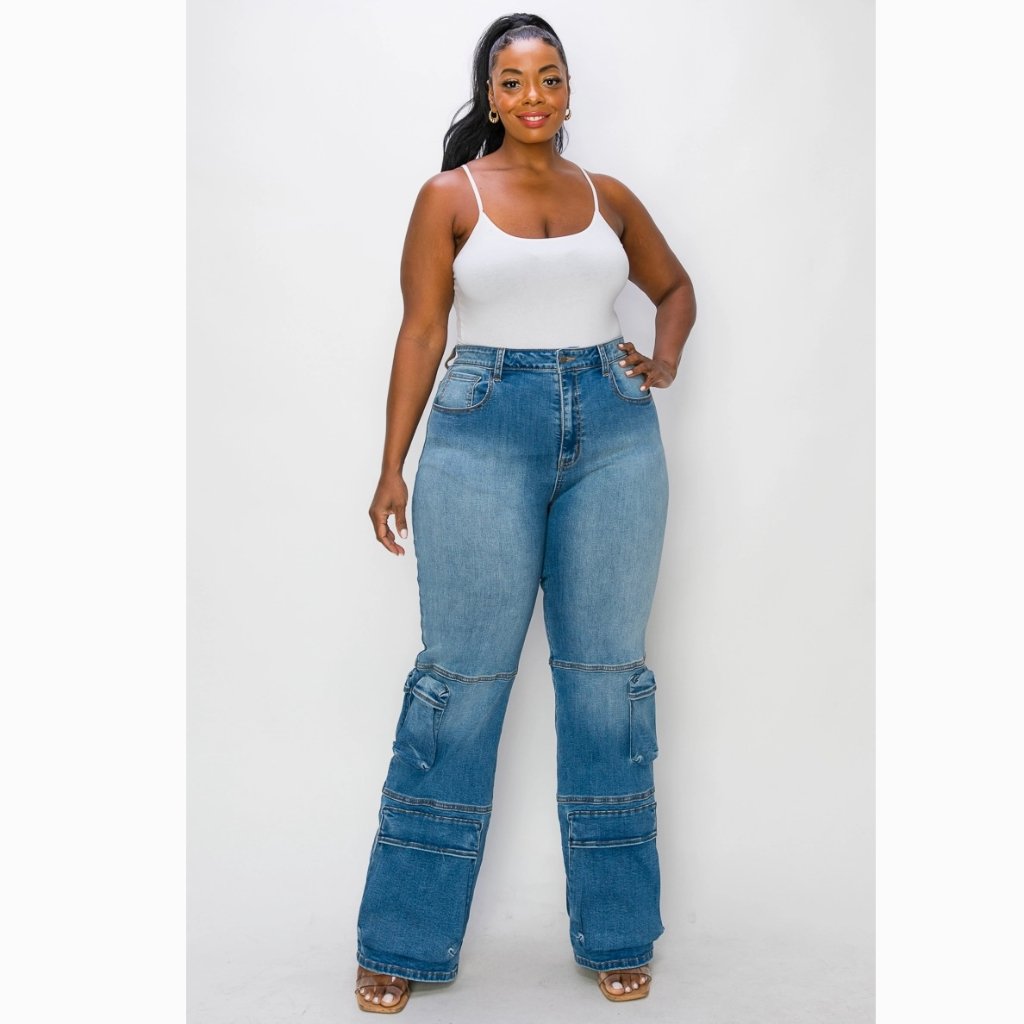 Plus Size Cargo Jeans - Fly VSJ, Women's Clothing and Fashion Accessories