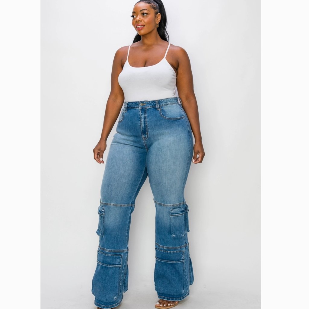 Plus Size Cargo Jeans - Fly VSJ, Women's Clothing and Fashion Accessories