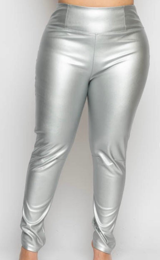 Plus Size Metallic Leggings - Fly VSJ, Women's Clothing and Fashion Accessories