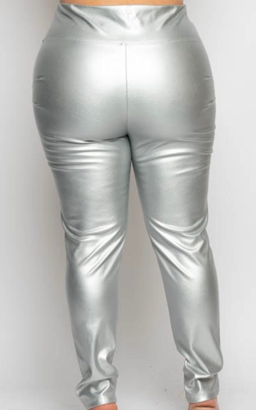 Plus Size Metallic Leggings - Fly VSJ, Women's Clothing and Fashion Accessories