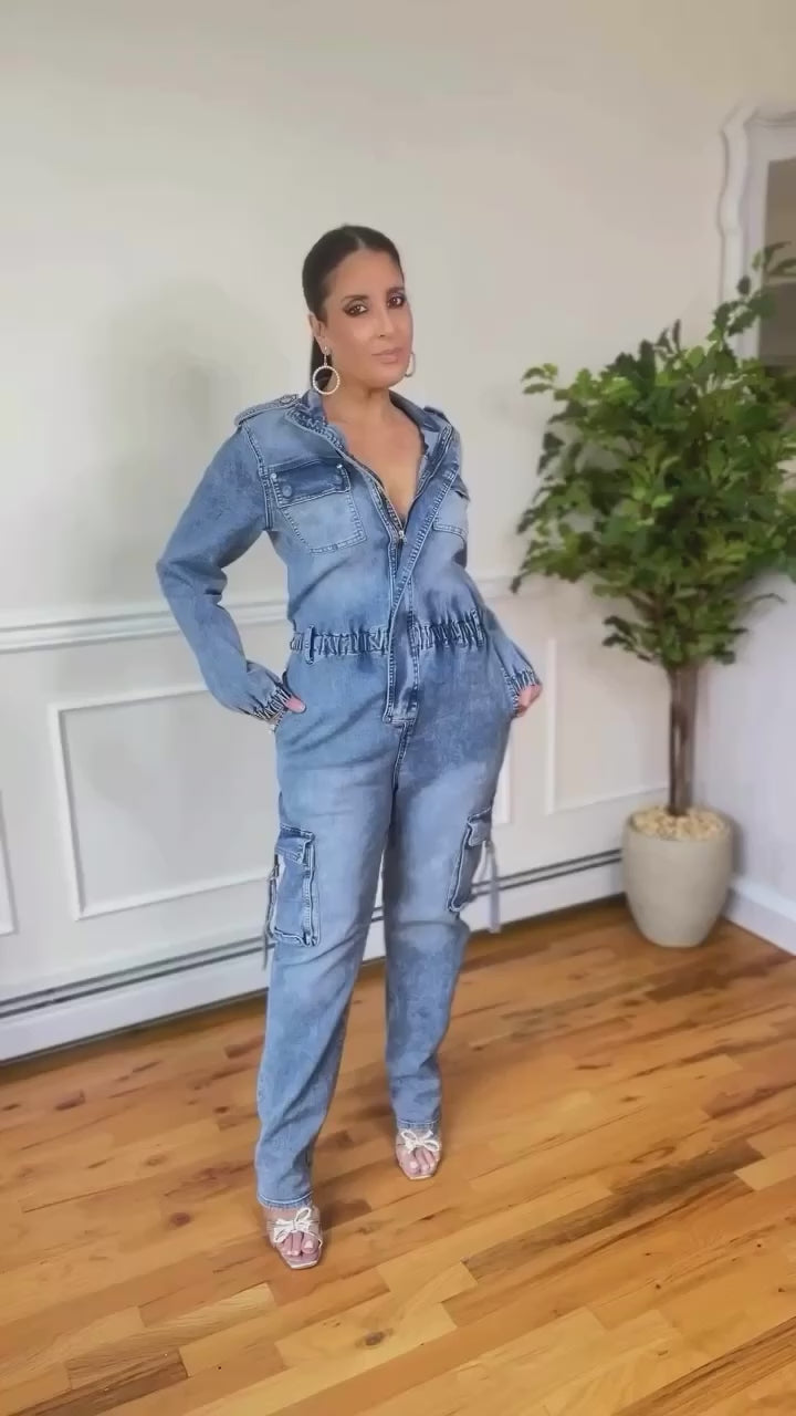 Cargo Denim Jumpsuit