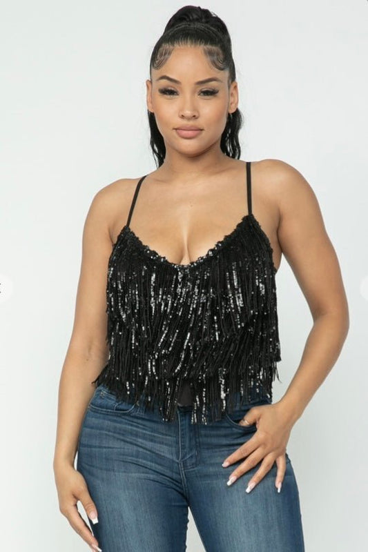 Sequin Fringe Top (Final Sale) - Fly VSJ, Women's Clothing and Fashion Accessories