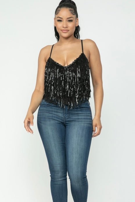 Sequin Fringe Top (Final Sale) - Fly VSJ, Women's Clothing and Fashion Accessories