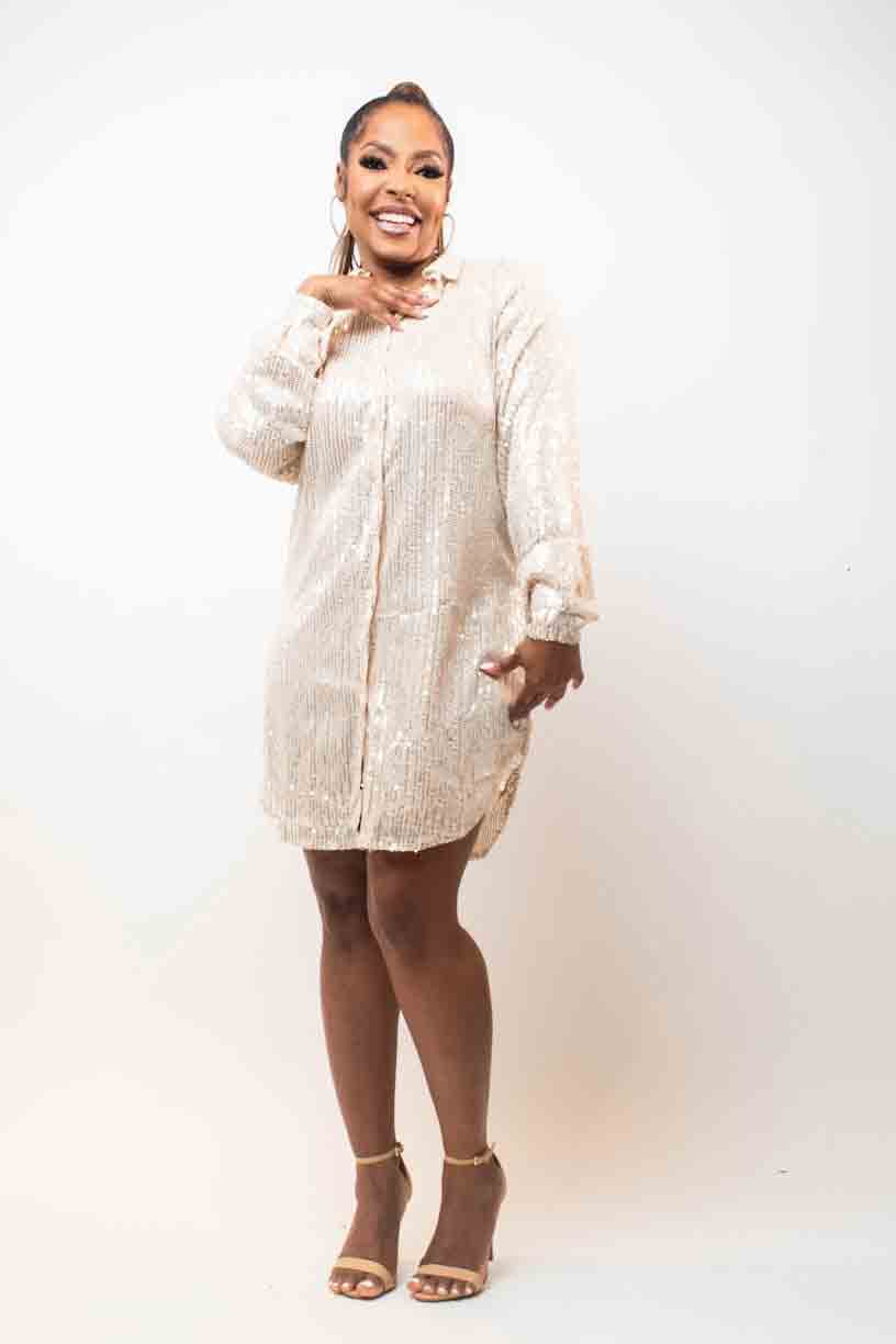 Sequin Shirt Dress - Fly VSJ, Women's Clothing and Fashion Accessories