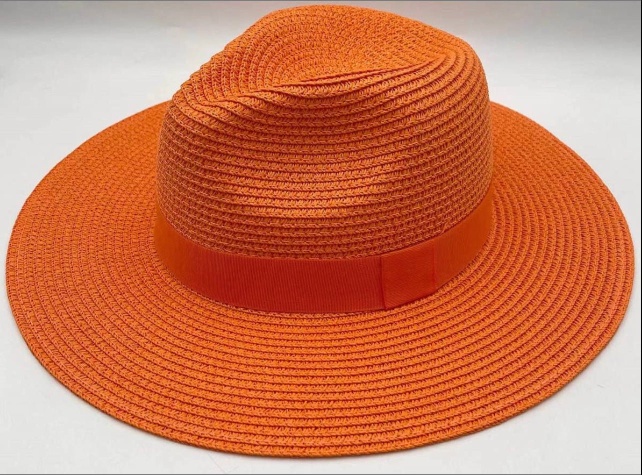Straw Fedora with Tonal Poly Band - Fly VSJ, Women's Clothing and Fashion Accessories