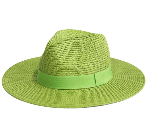 Straw Fedora with Tonal Poly Band - Fly VSJ, Women's Clothing and Fashion Accessories