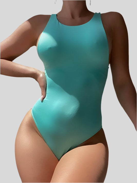 Stretchy Soft Thong Bodysuit - Cyan - Fly VSJ, Women's Clothing and Fashion Accessories