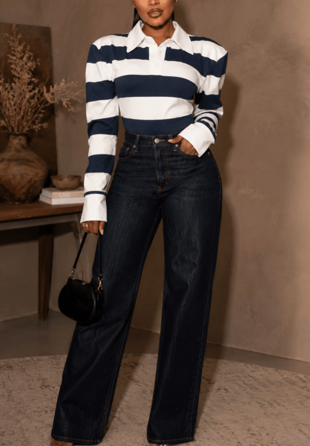 The Varsity Stripe Top - Fly VSJ, Women's Clothing and Fashion Accessories