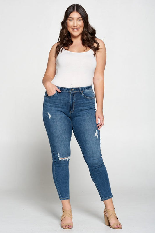 Tonya Curvy High Rise Distressed Skinny Jean (Final Sale) - Fly VSJ, Women's Clothing and Fashion Accessories