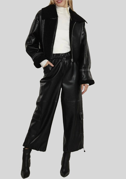 Vegan Leather Cargo Pant