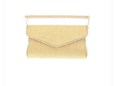 Straw Clutch with Removable Strap