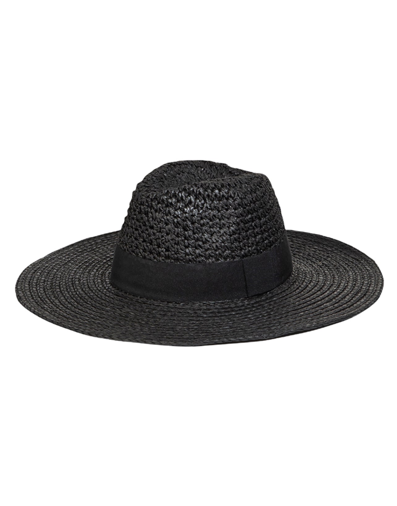 Monochrome Banded Straw Sun Hat