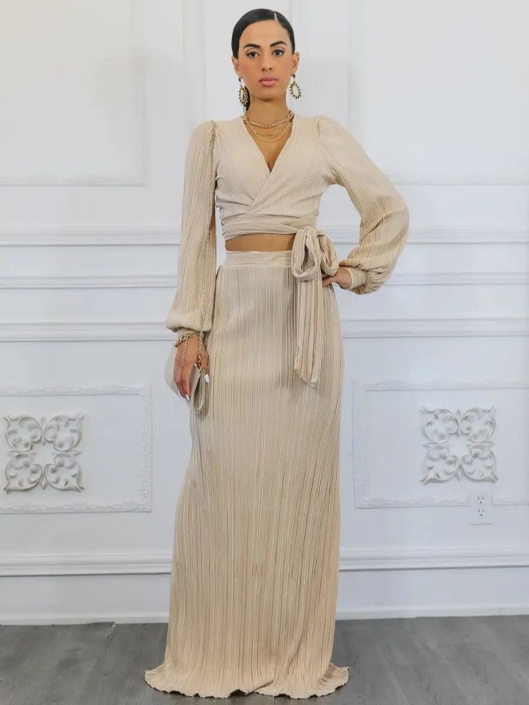 Angela Pleated Crop Top and Maxi Skirt