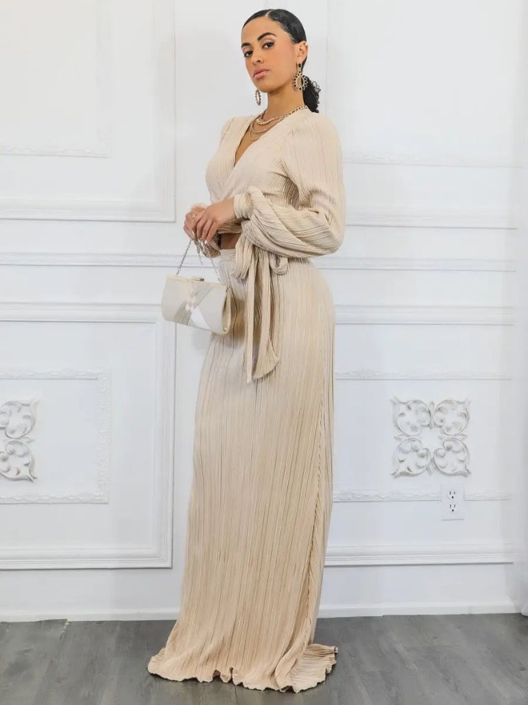 Angela Pleated Crop Top and Maxi Skirt